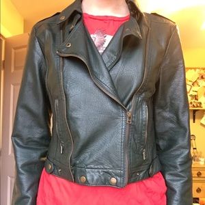 Olive green leather jacket